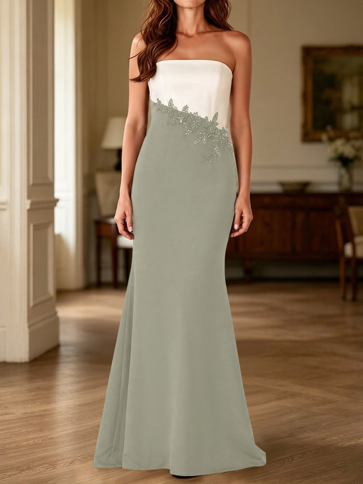 Trumpet Mother of the Bride Dress with Appliques