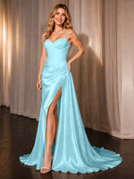 Silk-like Prom Dress with Appliques