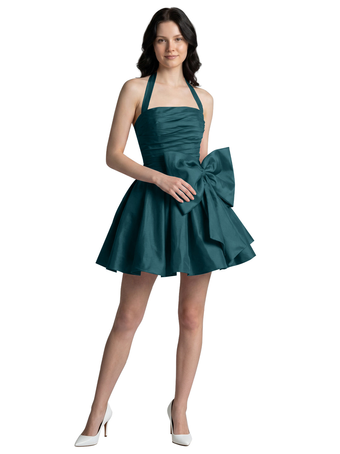 Halter Oversized Bow Mini Dress 