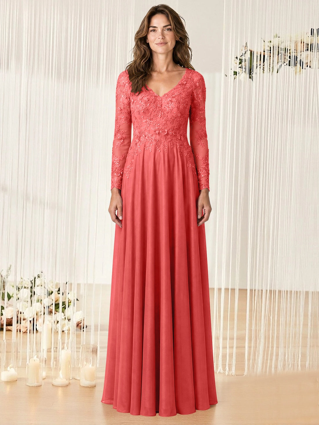 A-line Mother of the Bride Dress with Appliques