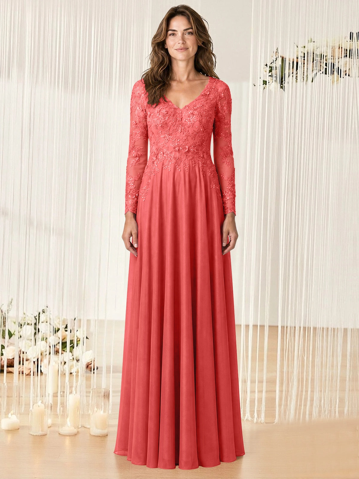 A-line Mother of the Bride Dress with Appliques