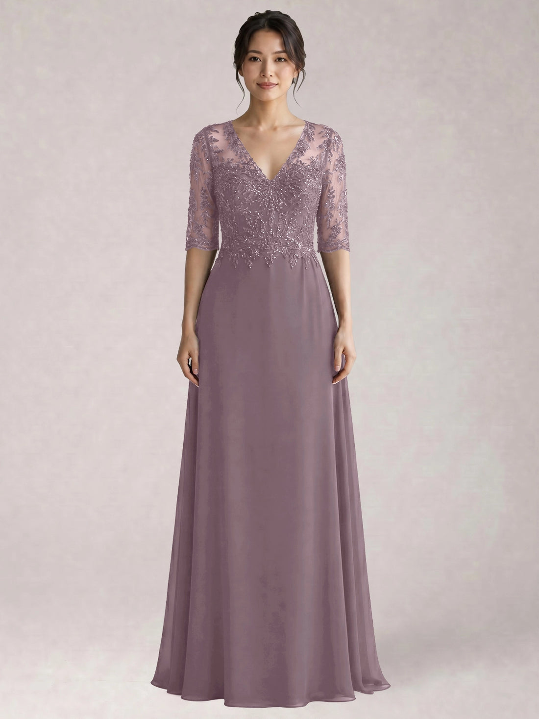Lace Mother of the Bride Dress with Half Sleeves