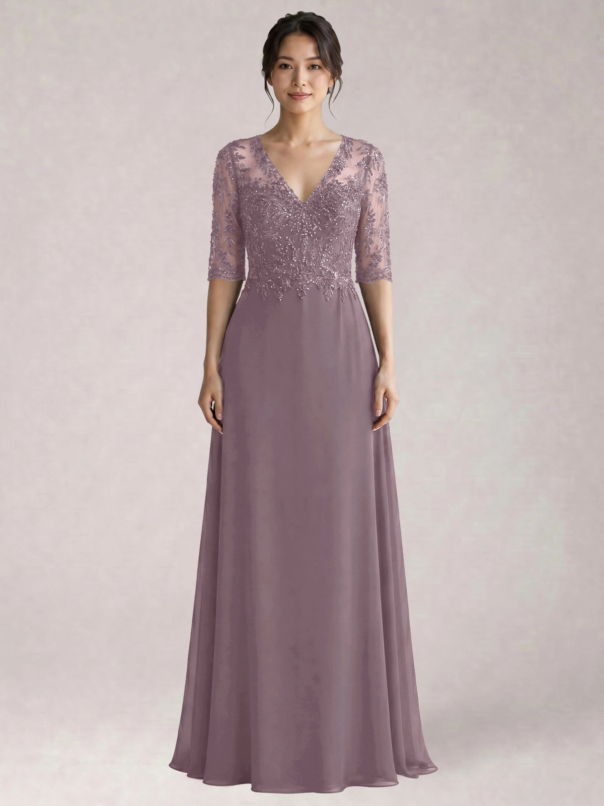 Lace Mother of the Bride Dress with Half Sleeves
