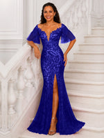 Mermaid Mother of the Bride Dress with V-neck 