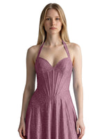 Halter Beaded Prom Dress 