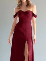 Off-the-Shoulder Slit Bridesmaid Dress 