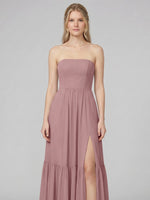 Strapless Bridesmaid Dress with Slit 
