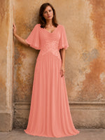 Cowl Neck Mother of the Bride Dress with Applique 