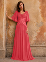 Cowl Neck Mother of the Bride Dress with Applique 