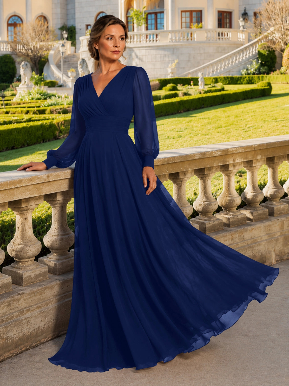 Chiffon Mother of the Bride Dress with Long Sleeves 