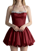 Beading Bubble Hem Mini Dress 