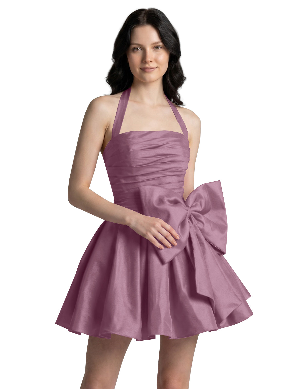 Halter Oversized Bow Mini Dress 