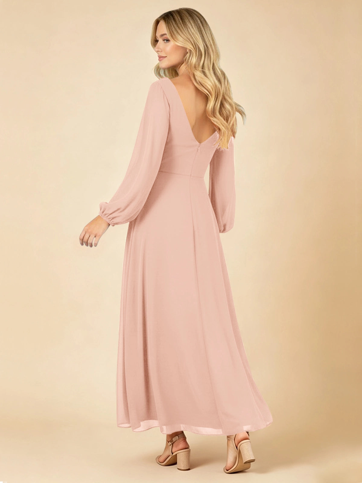 A-line Bridesmaid Dress with Long Sleeves 
