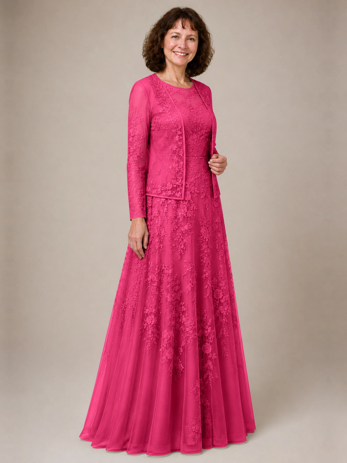 A-line Mother of the Bride Dress with Lace 