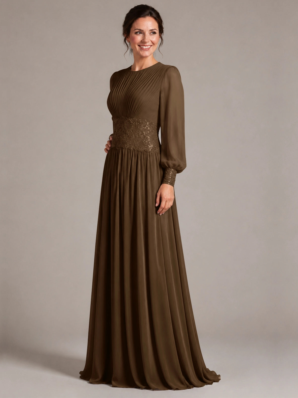 Chiffon Mother of the Bride Dress with Jewel Neckline 