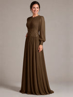 Chiffon Mother of the Bride Dress with Jewel Neckline 