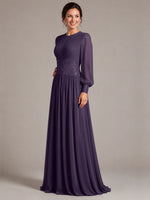 Chiffon Mother of the Bride Dress with Jewel Neckline 