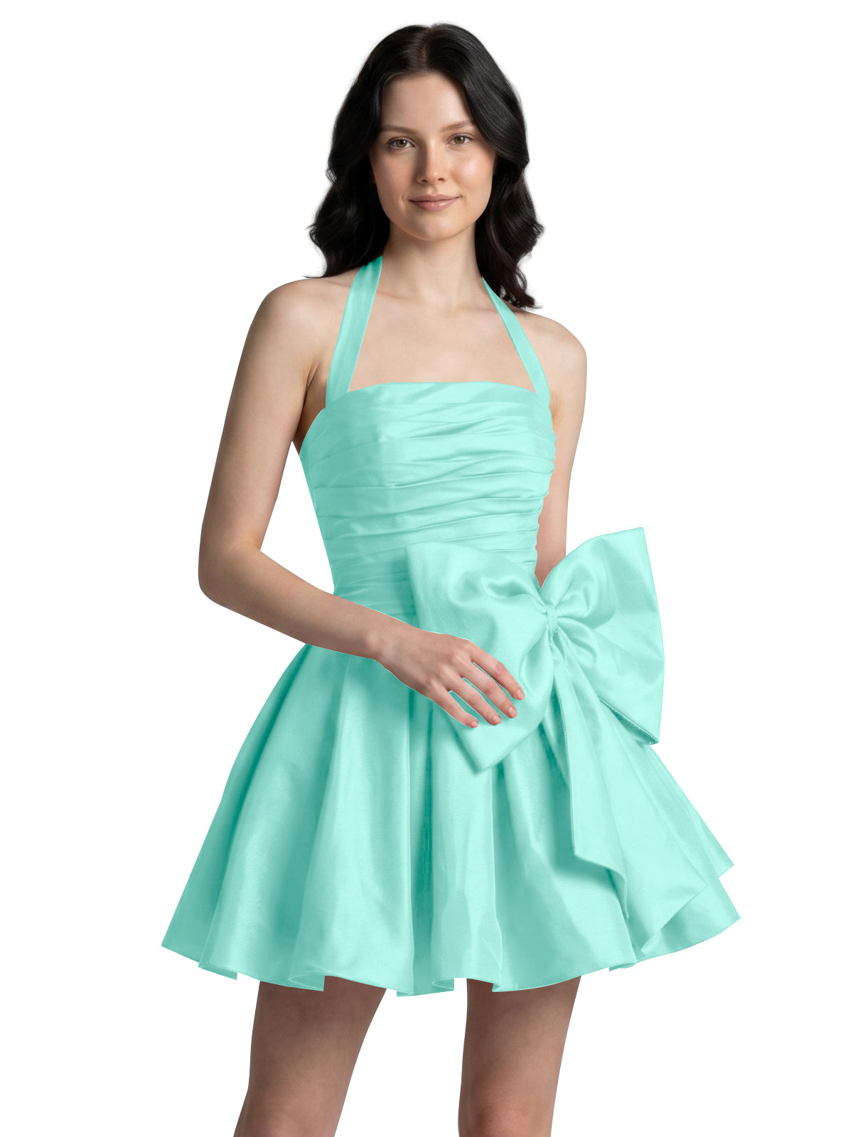 Halter Oversized Bow Mini Dress 