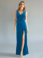 Velvet Bridesmaid Dress with Slit 