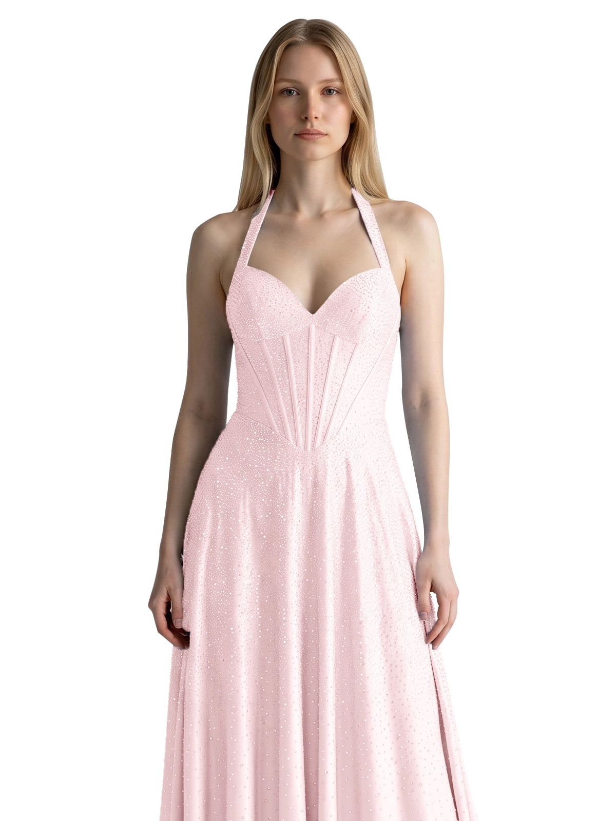 Halter Beaded Prom Dress 