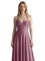 Halter Beaded Prom Dress 
