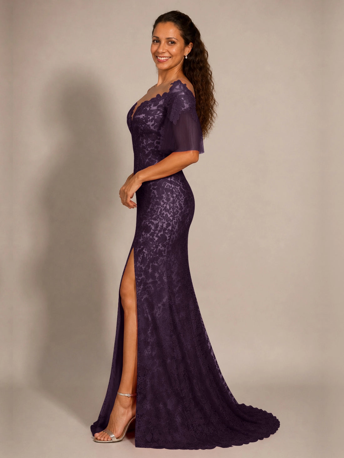 Mermaid Mother of the Bride Dress with V-neck 