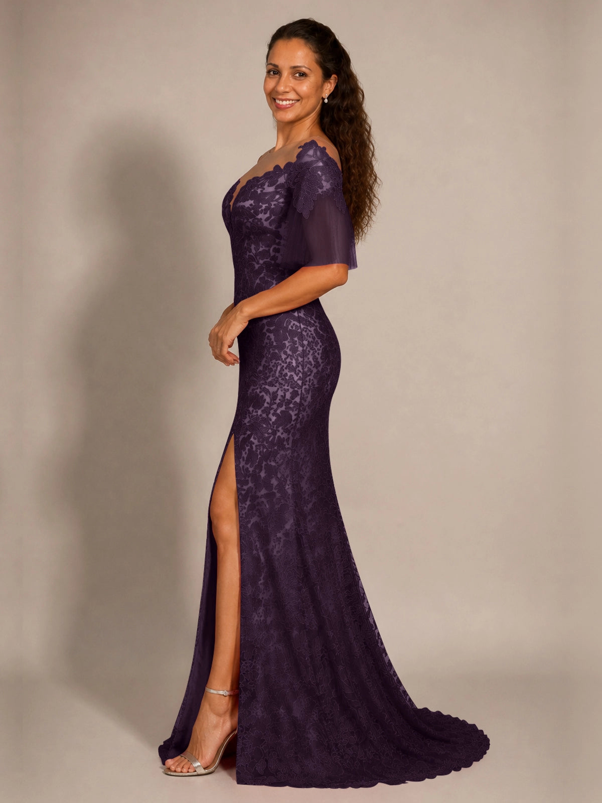 Mermaid Mother of the Bride Dress with V-neck 