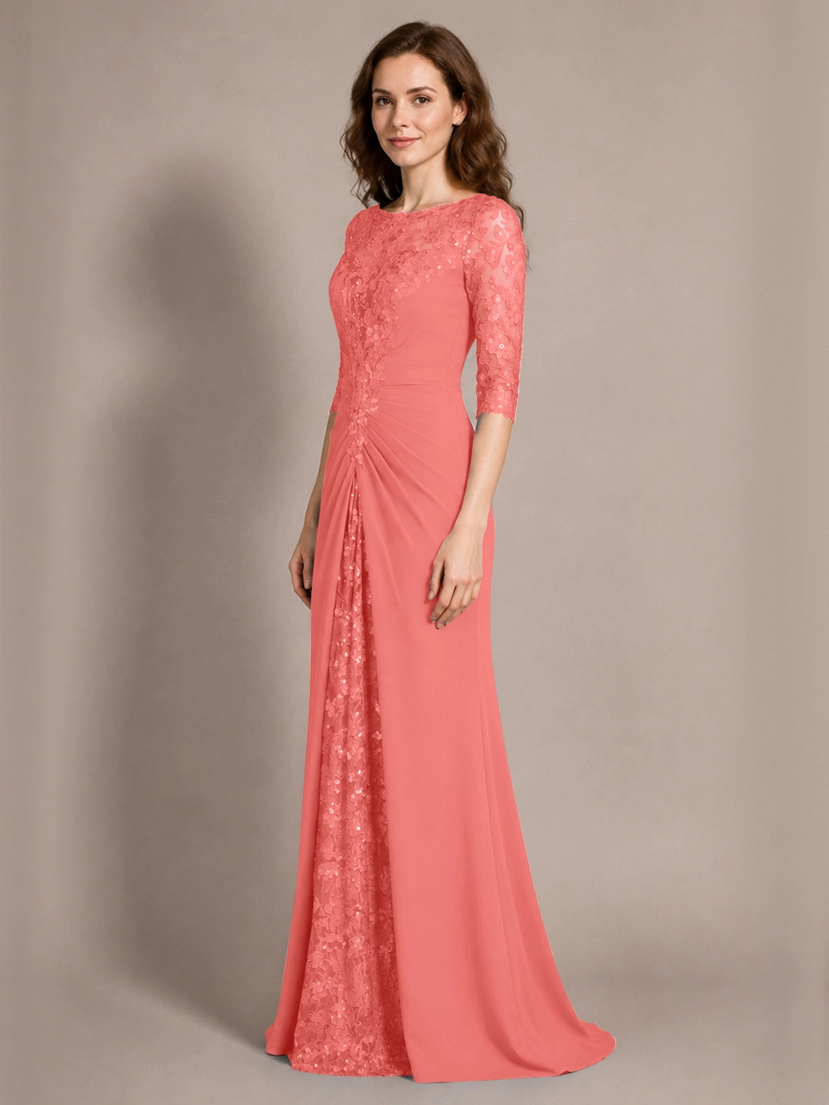 Lace Mother of the Bride Dress with Applique 