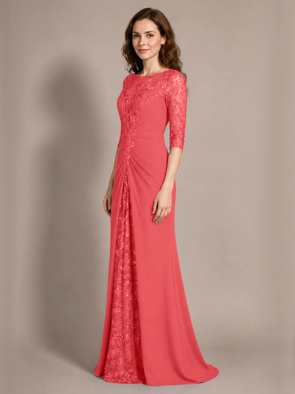 Lace Mother of the Bride Dress with Applique 