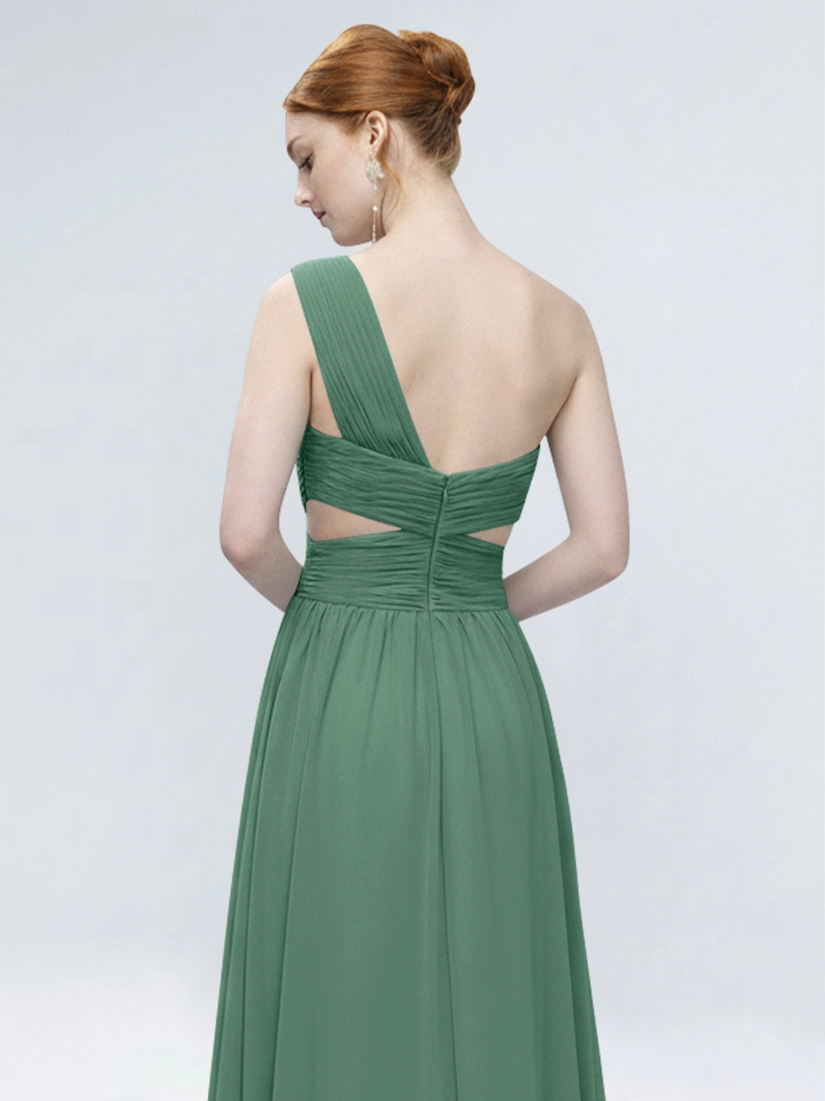 One-Shoulder Side Cut-Out Bridesmaid Dress 