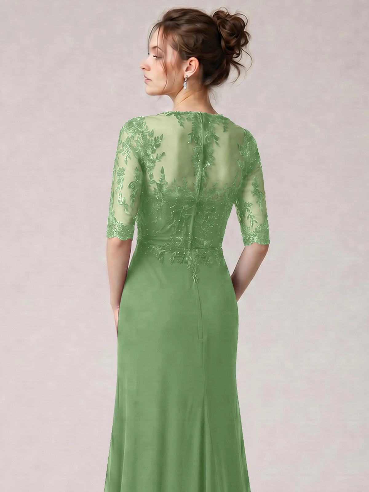 Lace Mother of the Bride Dress with Half Sleeves