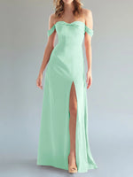 Off-the-Shoulder Slit Bridesmaid Dress 
