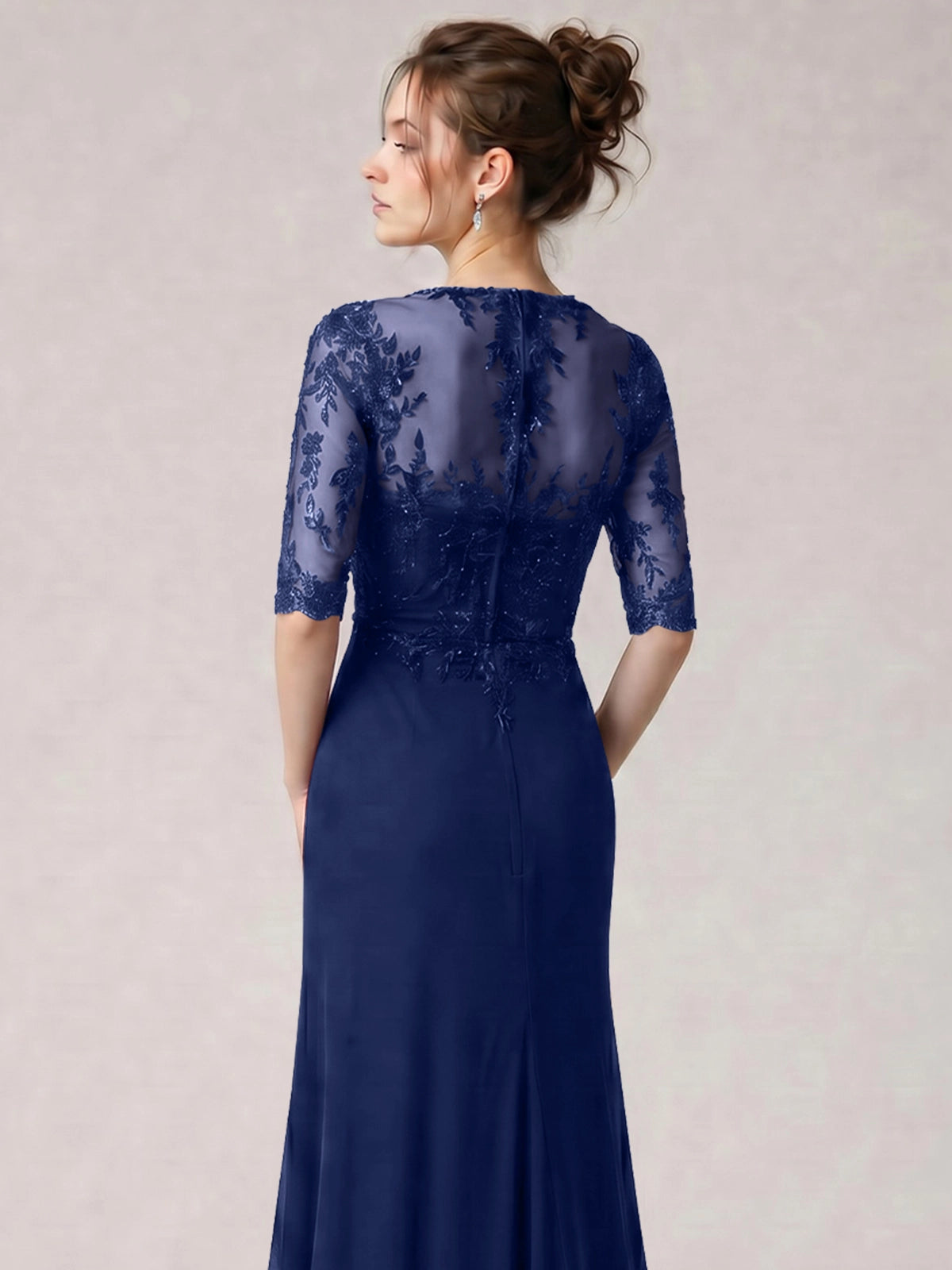 Lace Mother of the Bride Dress with Half Sleeves