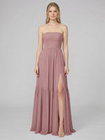 Strapless Bridesmaid Dress with Slit 
