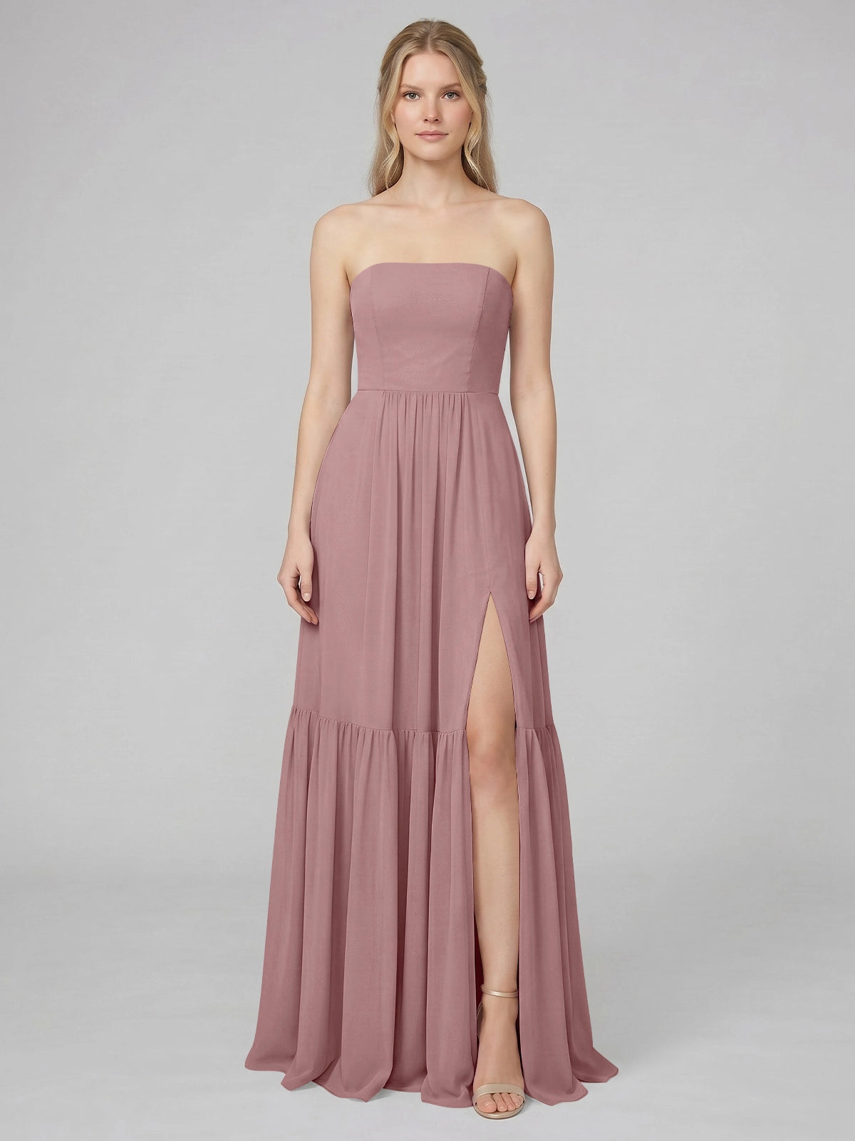 Strapless Bridesmaid Dress with Slit 