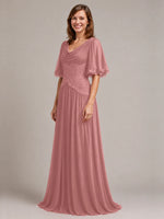 Cowl Neck Mother of the Bride Dress with Applique 