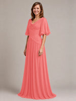 Cowl Neck Mother of the Bride Dress with Applique 