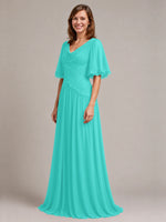 Cowl Neck Mother of the Bride Dress with Applique 