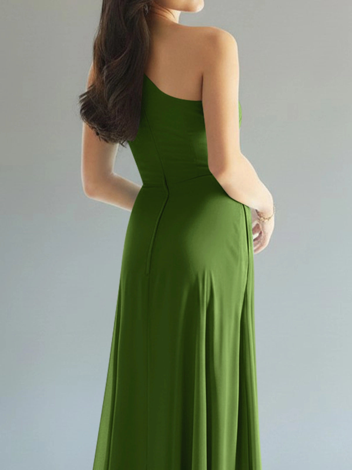 One-Shoulder Bridesmaid Dress with Slit