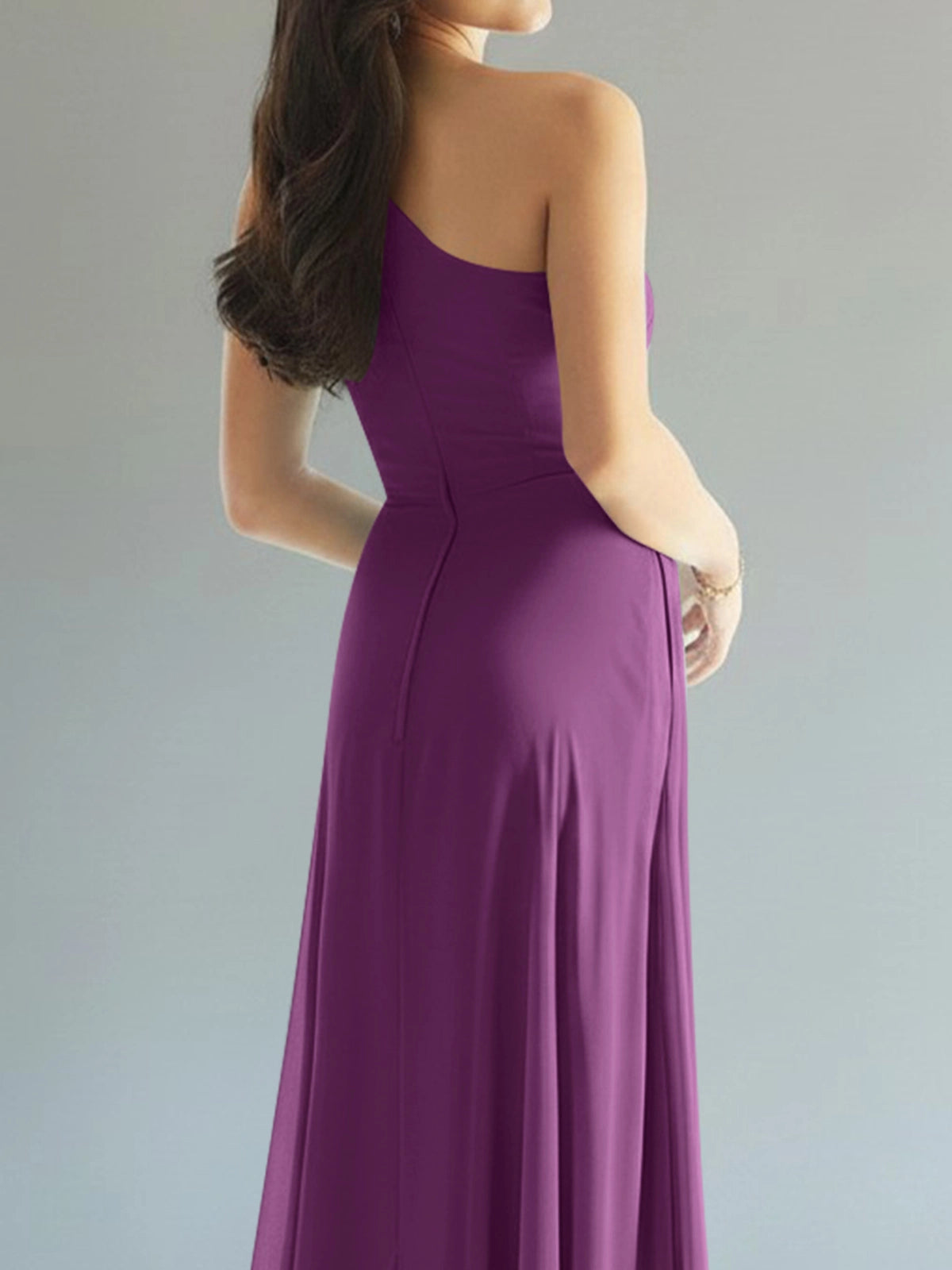 One-Shoulder Bridesmaid Dress with Slit