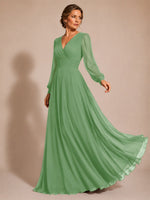 Chiffon Mother of the Bride Dress with Long Sleeves 