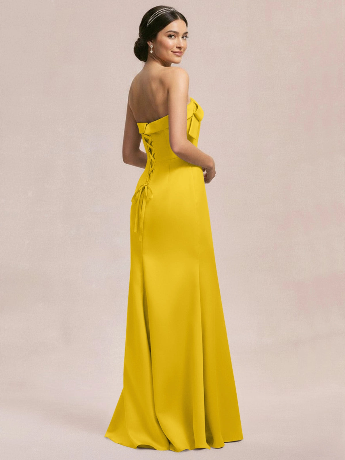 Satin Bow Accent Bridesmaid Dress 