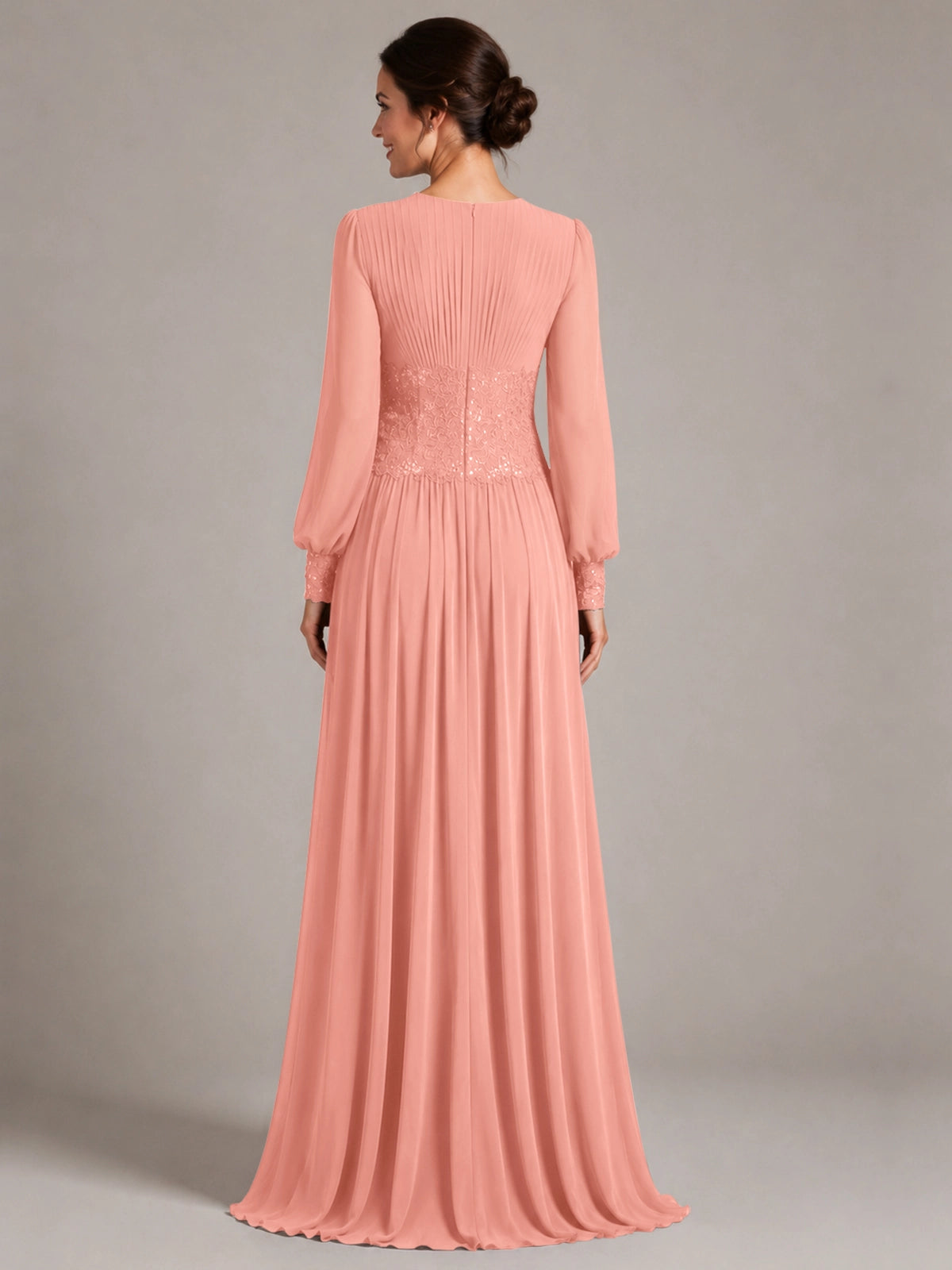 Chiffon Mother of the Bride Dress with Jewel Neckline 