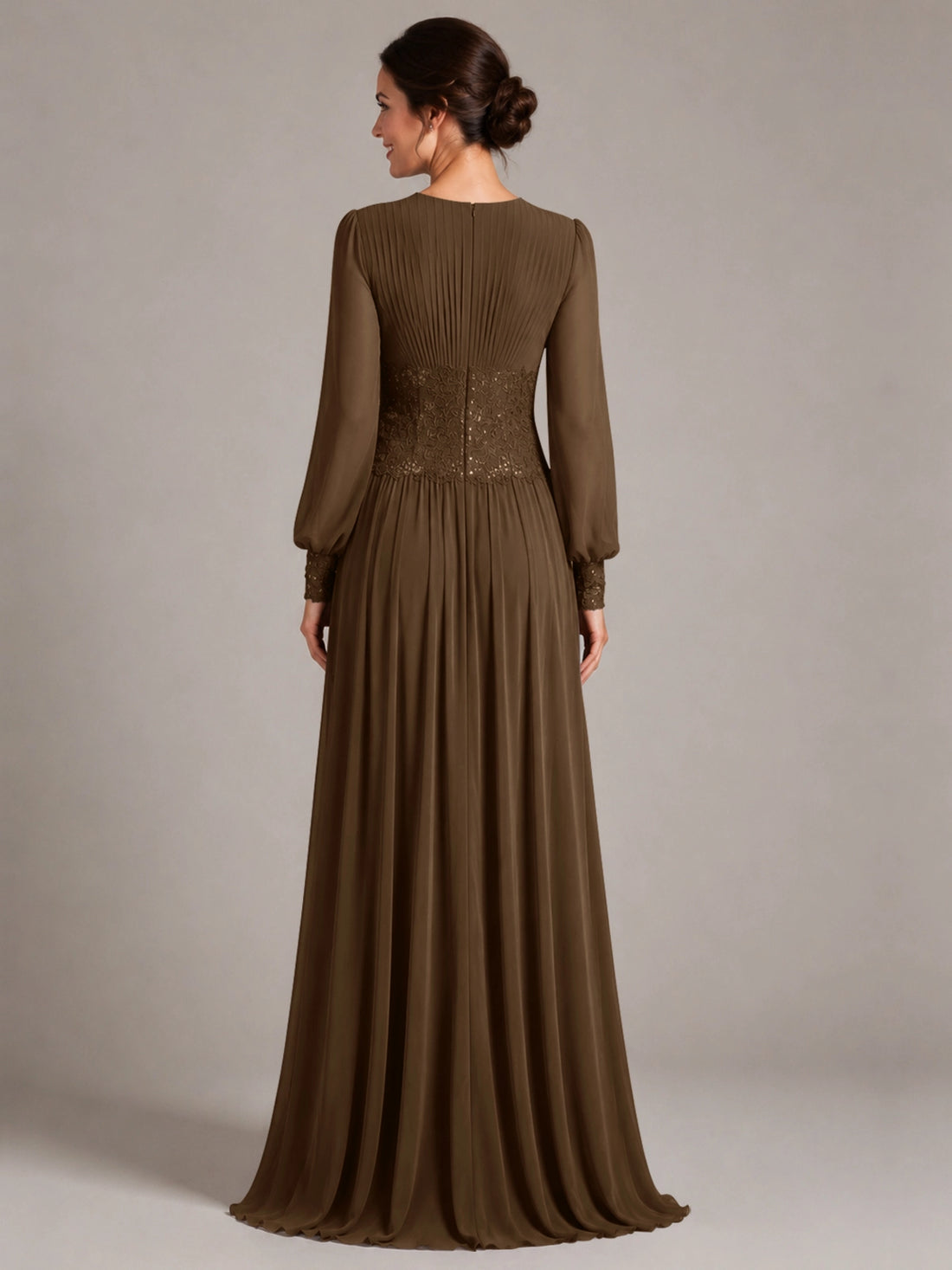 Chiffon Mother of the Bride Dress with Jewel Neckline 