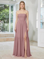 Strapless Bridesmaid Dress with Slit 