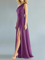 One-Shoulder Bridesmaid Dress with Slit