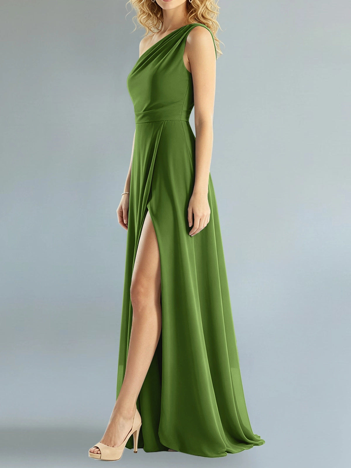 One-Shoulder Bridesmaid Dress with Slit