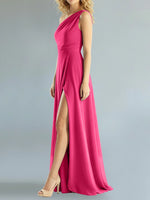 One-Shoulder Bridesmaid Dress with Slit