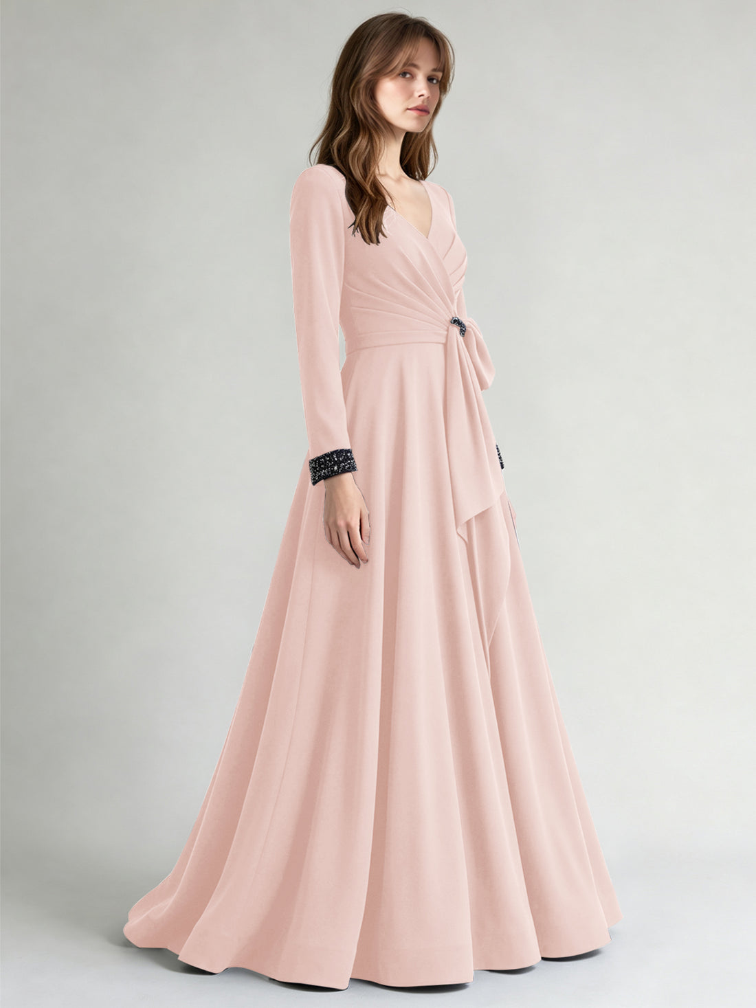 Stretch Satin Mother of the Bride Dress with Crystal