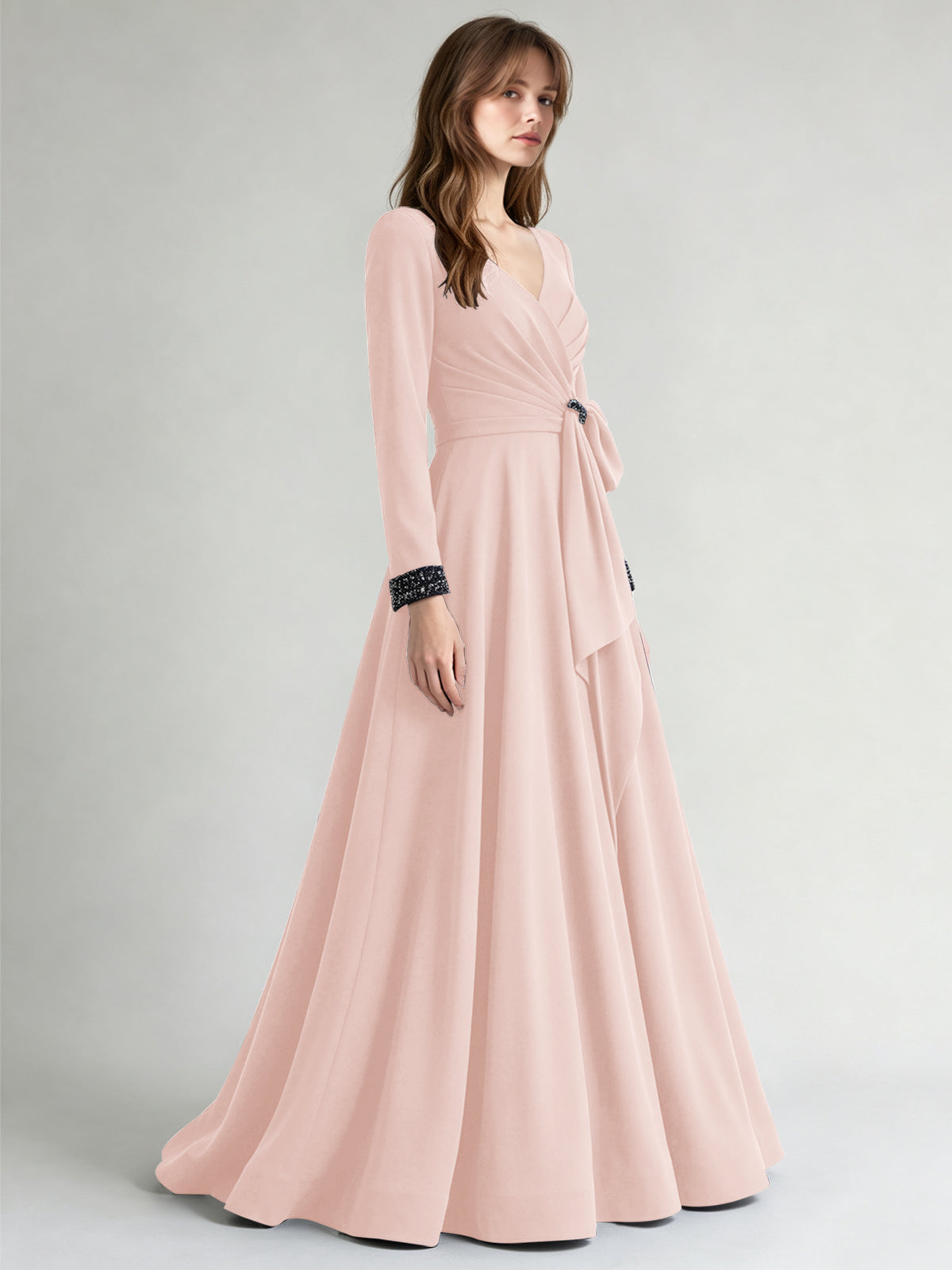 Stretch Satin Mother of the Bride Dress with Crystal